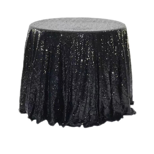 Black Polyester Sequin Tablecloth 100x100cm 1