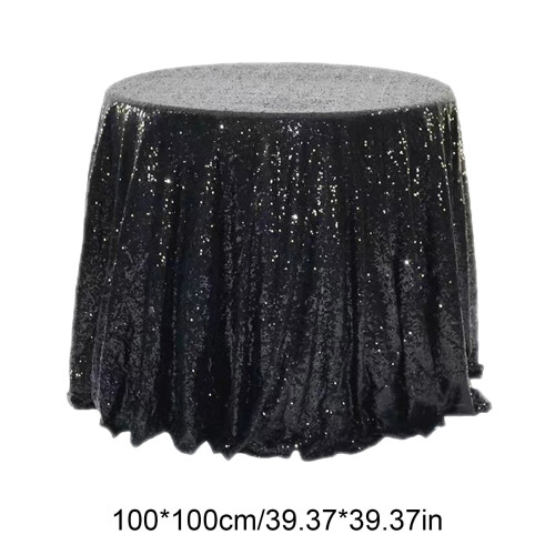 Black Polyester Sequin Tablecloth 100x100cm 2