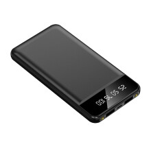 Batería externa ultradelgada de 10000 mAh con 2 puertos USB.