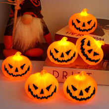 Lot de 6 bougies chauffe-plat LED sans flamme en forme de citrouille pour Halloween, fonctionnant sur piles, compatibles avec la décoration de la