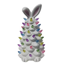 Beleuchteter Osterhasen-Keramikbaum – Hasenfigur mit bunten Lampenperlen und Hasenohren als Spitze, festliche Frühlingsdekoration, passend zu