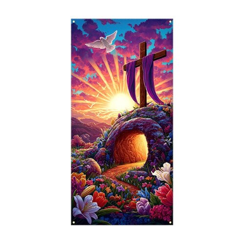 Påskägg Dörrflagga Kanindekor 200x84 cm 2