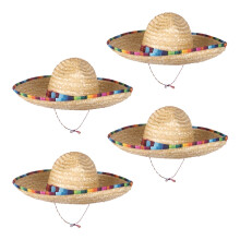 Mexicansk stråhat med sombrero, 4 stk.