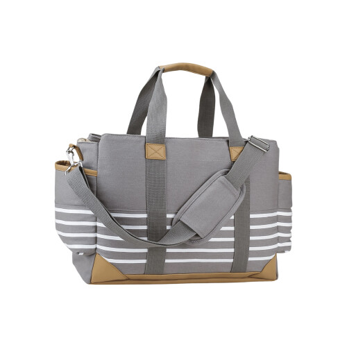 Spacious Canvas Storage Bag Hook Attachment for Stroller-grey