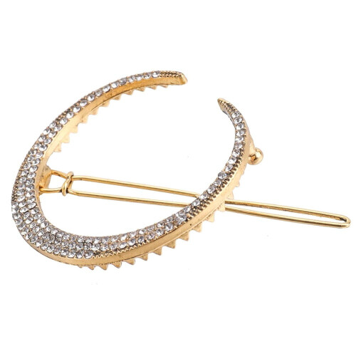 Presilhas de cabelo em formato de lua e estrela, banhadas a ouro com strass (12 peças). 2
