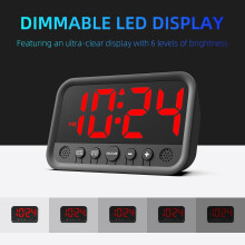 LED Digital Clock for Bedroom – Loud Alarm, Adjustable Volume/Brightness/Snooze, Plug-In, White – Compatible with US outlets