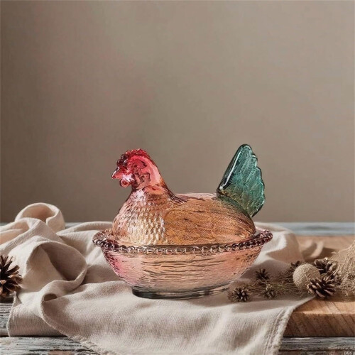 Chicken-Shaped Glass Storage Jar with Airtight Lid 2