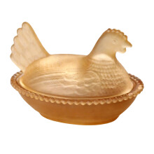 Kristalglas Kip Vorm Snoep Schotel, Retro Snoep- Berijpte Amber