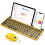 CTU-301 Bluetooth+2.4G Keyboard & Mouse Combo w/ Tablet Holder, compatible with iPad/MacBook/Windows/iOS/Android — Yellow 1