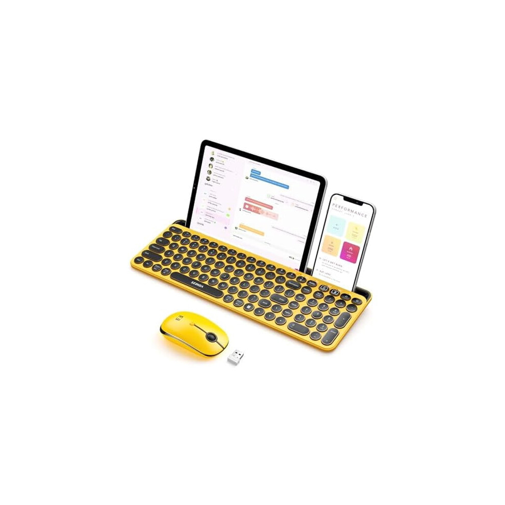 Ctu-301 Bluetooth+2.4G Keyboard & Mouse Combo W/ Tablet Holder, Compatible With Ipad/Macbook/Windows/Ios/Android Â Yellow 9426043366377
