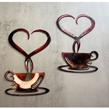 Spejlblanke kaffekopper par kobber & bronzeret rød 23 x 15 cm