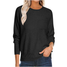 Lässiges Damen-Sweatshirt mit Rundhalsausschnitt und langen Ärmeln, einfarbig, aus weichem, warmem Material, angenehm zu tragen im Alltag, leicht