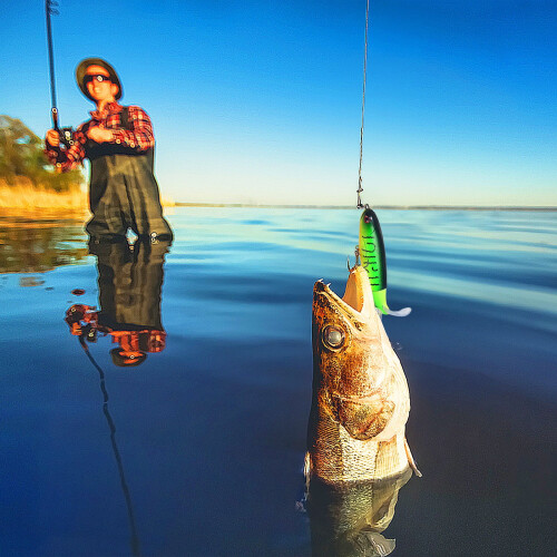 Conjunto de iscas de pesca de 13g com bóia e swimbait para robalo e lúcio – compatível com água salgada e doce. 1