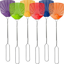 Fliegenklatschen-Set, 6-teilig – 53 cm langer, geflochtener Metallgriff