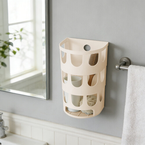 Panier de rangement mural sans perçage, panier creux (kaki) 2