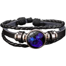 Βραχιόλι Zodiac Spirit Μαύρο Δερμάτινο Ρυθμιζόμενο 12"
