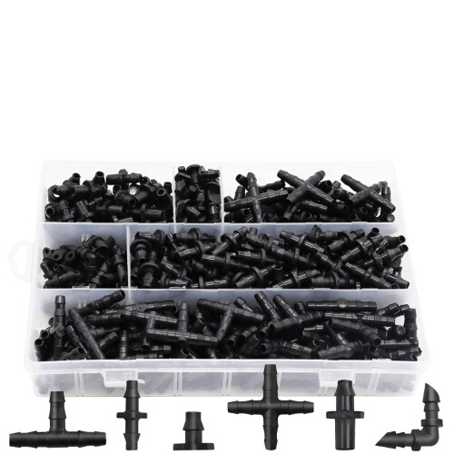 340-Piece 1/4" Barbed Drip Irrigation Fitting Kit
