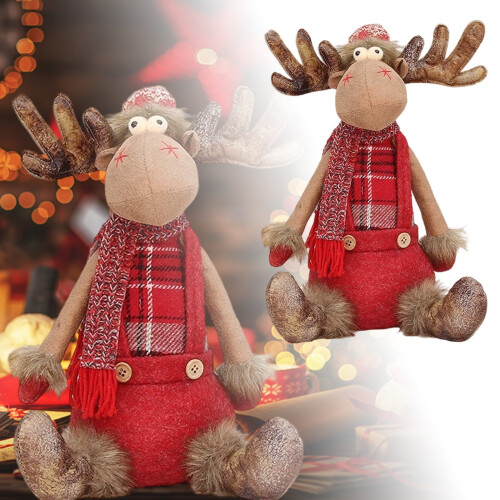 Boneca Rena Sentada para Decoração de Natal (1 peça)