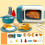 Conjunto de Cozinha de Brinquedo com Micro-ondas e Acessórios de Comida, Ideal para Brincar de Faz de Conta com Comida de Brinquedo, Presente 4