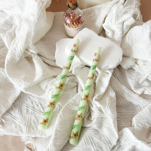 Vela longa estampada – Decoração romântica para casa e festas
