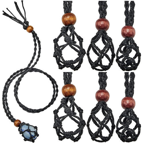 Ensemble de 6 colliers noirs ajustables avec pierre vide
