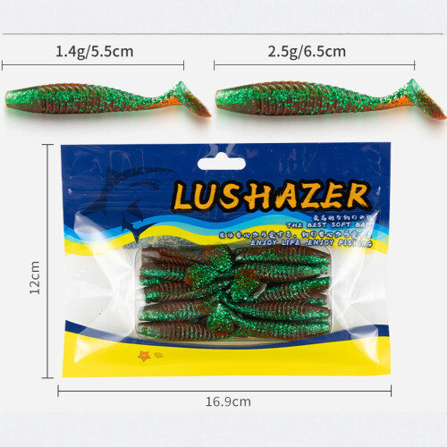 20-Pack2.2in Floating T-Tail Swimbaits Gold 1