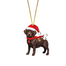Træ julepynt i chokoladestil med labradormotiv (12 stk.)