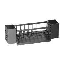 Zwart keukenrek voor naast de gootsteen, dubbellaags, 33,5 x 10,5 x