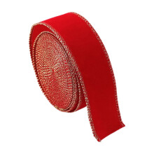 Nastro di velluto rosso con finiture dorate25m