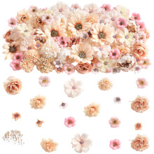 Ensemble de 50 tĂŞtes florales en tissu de-Couleur champagne