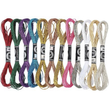 Metallisk broderigarn 0,8 mm 12 farver 1 sæt