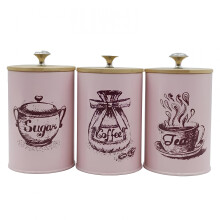 ACDANC ijzeren koffie-, thee- en suikerpotten set roze