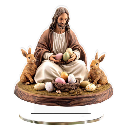 Easter table centerpiece with bunny and egg decor 2