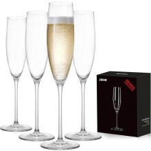 Champagne Flutes Hand-Blown Lead-Free Crystal 8oz Set of 4