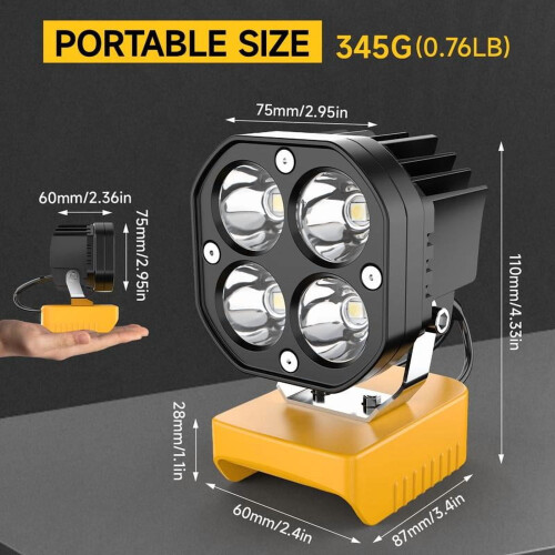 Φως εργασίας LED Azocek 40W 6000LM για DeWalt 20V 2