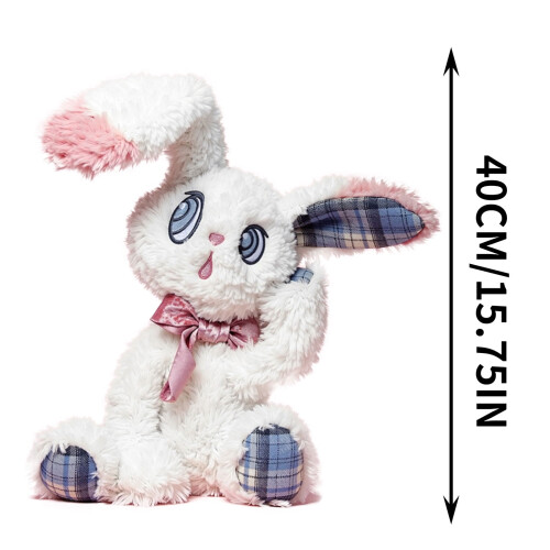 Peluche lapin ou chat – Douce poupée à câliner à carreaux 1
