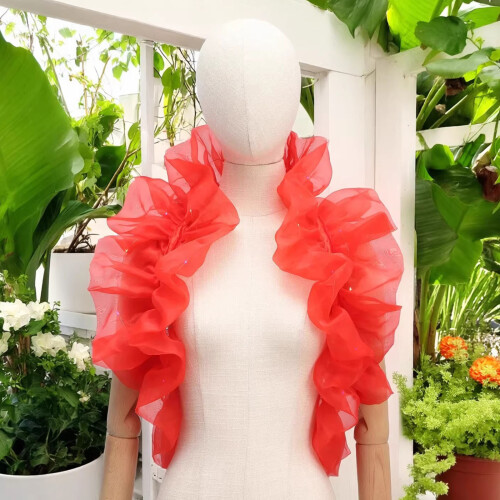Multiuse Ruffle Shawl Chiffon Scarf Shoulder Wrap For-Black 2