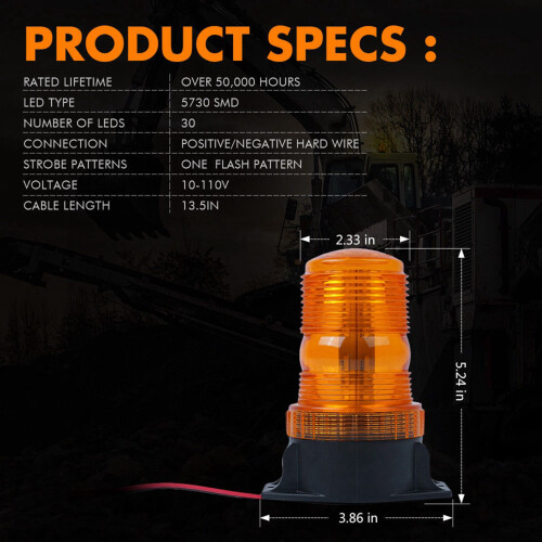 2X Forklift 30 LED Beacon Light Strobe Lamp Hazard Emergency Flashing Warning Amber 2