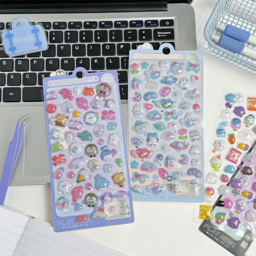 10Sheet Embossed Animal Sticker Decorative PET-starry clouds 2