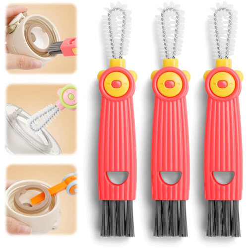 3Pcs Ergonomic Household Scrubber Brushes Cup Lid NonSlip-1 2