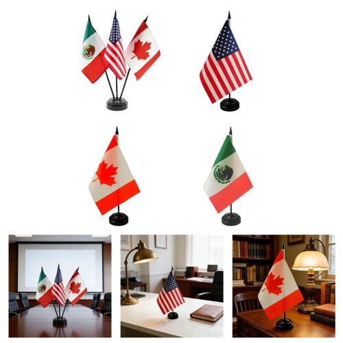 10PCS Soccer Themed Desktop Flags With Base Ideal for-ACM 2