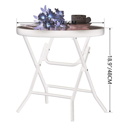 PHI VILLA Folding Side Table, Foldable Coffee Outdoor Garden Small Round Patio Table - Turquoise 2