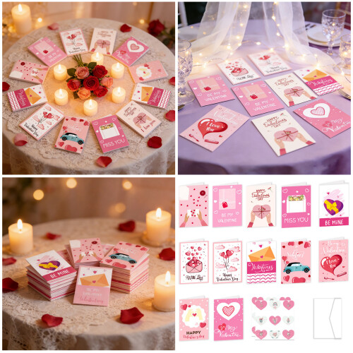 Pack of 12 Premium Valentine Greeting Cards with Empty Sections 1