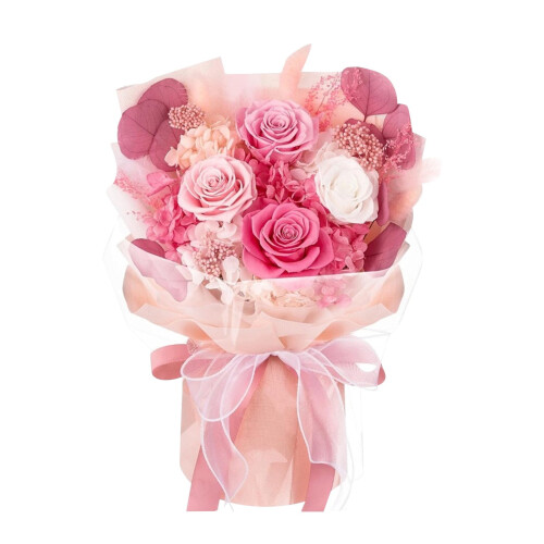 Ramo mixto de rosas, flores artificiales preservadas (1 pieza) 1