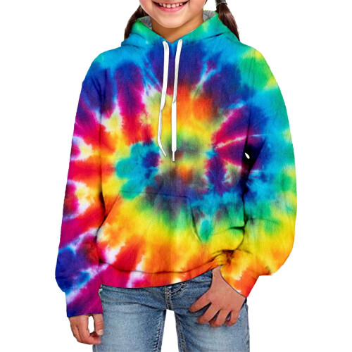 Αγόρια & Κορίτσια Φούτερ με κουκούλα Tie-Dye 3D Print, με μακριά μανίκια και γραφικά – 1