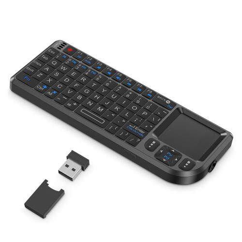 Mini teclado sem fio com touchpad retroiluminado branco/7 cores, mouse e lanterna – portátil, elegante e compatível com PCs, tablets, TVs e 2