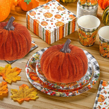 Citrouille décorative d'Halloween en tissu velours doré (1 pièce)