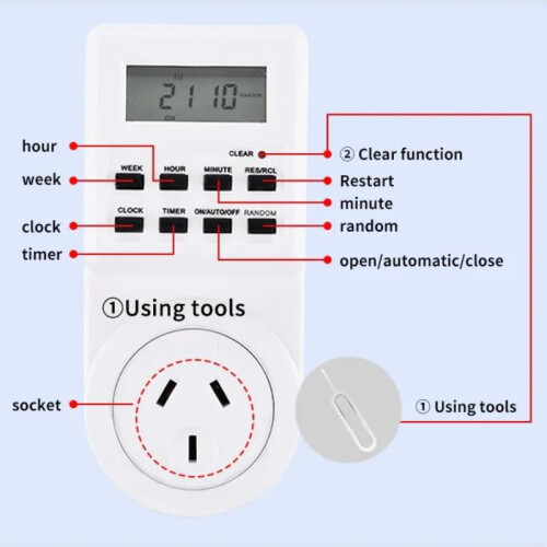 Electronic Digital Timer Switch Socket EU/UK/US/AUPlug 24 Hour Cyclic Kitchen Timer Outlet Programmable Timing Socket 1