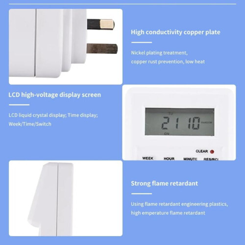 Electronic Digital Timer Switch Socket EU/UK/US/AUPlug 24 Hour Cyclic Kitchen Timer Outlet Programmable Timing Socket 2