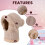 Gorro feminino térmico de malha com capuz, cachecol e máscara cinza 5